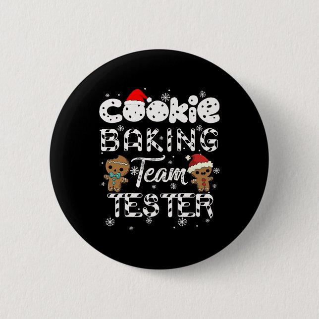 Chapa Redonda De 5 Cm Navidades de Cookie Baking Team Tester Gingerbread (Anverso)