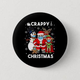 Chapa Redonda De 5 Cm Navidades De Crappy Santa Y Amigos Divertidos Niño