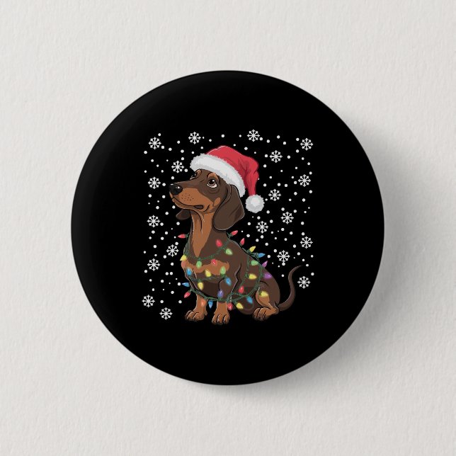 Chapa Redonda De 5 Cm Navidades de Dachshund (Anverso)