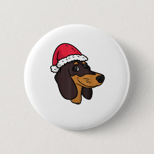 Chapa Redonda De 5 Cm Navidades de Dachshund Weiner Dog Santa