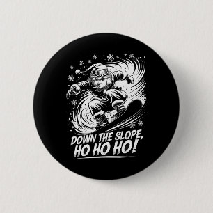 Chapa Redonda De 5 Cm Navidades de Down Slope Ho Ho Ho Ho Santa Snowboar