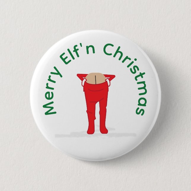 Chapa Redonda De 5 Cm Navidades de Elf'n Elf Moon (Anverso)