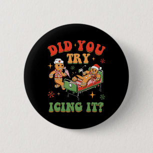 Chapa Redonda De 5 Cm Navidades de enfermería de la UCI retro Gingerbrea