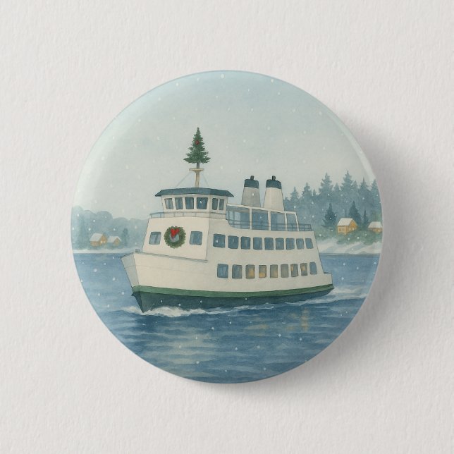 Chapa Redonda De 5 Cm Navidades de ferry de Daytime (Anverso)