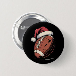 Chapa Redonda De 5 Cm Navidades de fútbol americano Santa Hat Sports