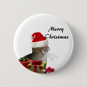 Chapa Redonda De 5 Cm Navidades de gatos de moda de Santa Sabia