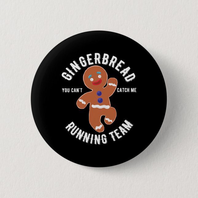 Chapa Redonda De 5 Cm Navidades de Gingerbread Running Team Fun Gingerbr (Anverso)