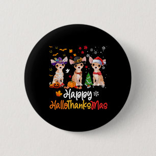 Chapa Redonda De 5 Cm Navidades de Halloween del perro chihuahua Felices