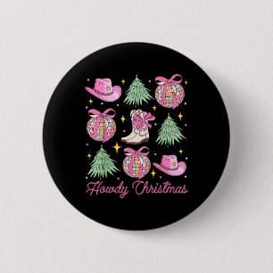 Chapa Redonda De 5 Cm Navidades de Howad Pink Coquette Bow Xmas Tree Wes