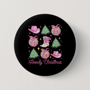 Chapa Redonda De 5 Cm Navidades de Howad Pink Coquette Bow Xmas Tree Wes