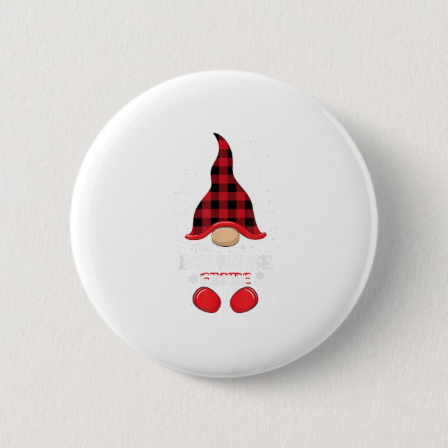 Chapa Redonda De 5 Cm NAVIDADES de la enfermera Gnome Buffalo Plaid de P (Anverso)