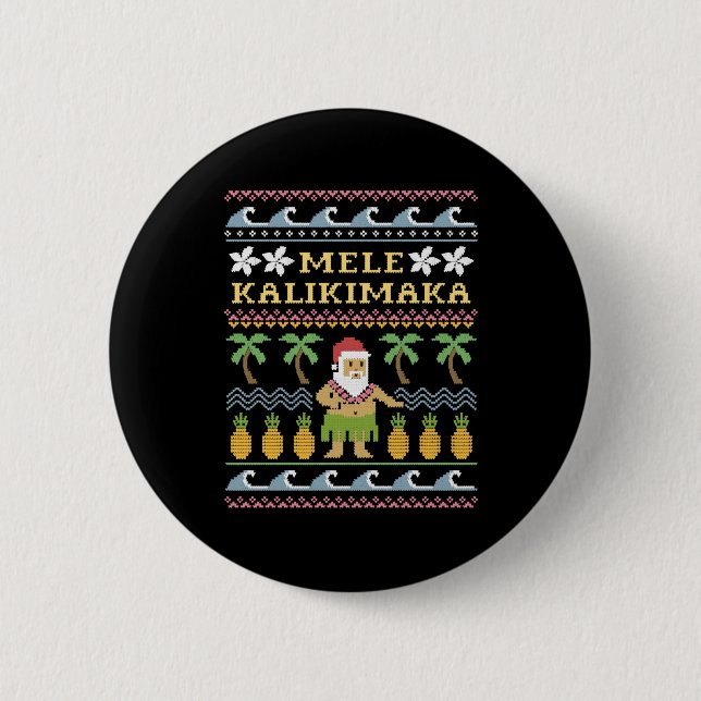 Chapa Redonda De 5 Cm Navidades de Mele Kalikimaka (Anverso)