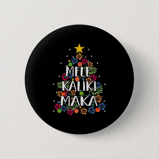 Chapa Redonda De 5 Cm Navidades de Mele Kalikimaka Hawaii (Anverso)