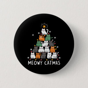 Chapa Redonda De 5 Cm Navidades de Meowys Escuadrón Gato Santa Sombrero