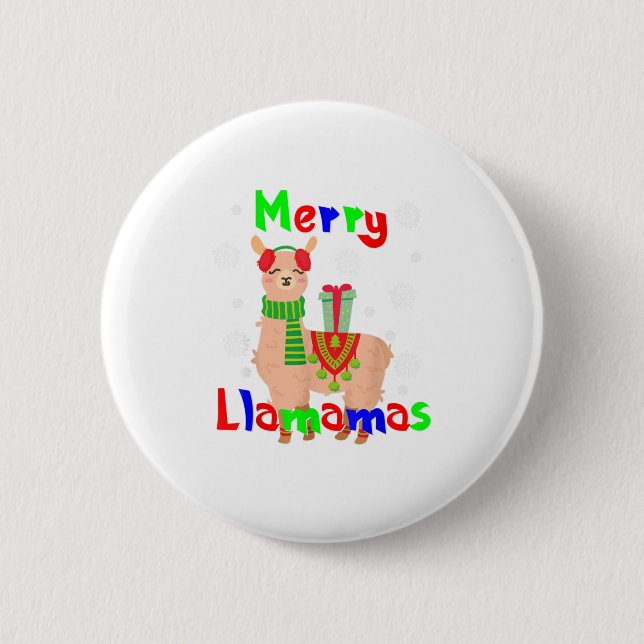 Chapa Redonda De 5 Cm Navidades de Merry Llamas (Anverso)