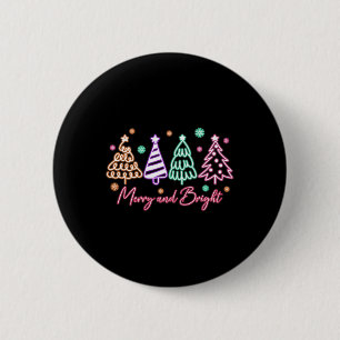 Chapa Redonda De 5 Cm Navidades De Neón De Árbol Brillante