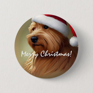 Chapa Redonda De 5 Cm Navidades de Norfolk Terrier