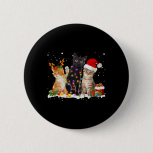 Chapa Redonda De 5 Cm Navidades de Pajama de reno con luz de gatos de Sa