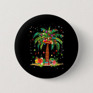 Chapa Redonda De 5 Cm Navidades de palmeras iluminan Navidad tropical ha