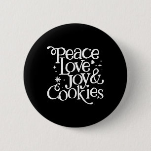 Chapa Redonda De 5 Cm Navidades De Peace Love Joy Y Cookies