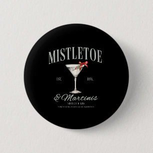 Chapa Redonda De 5 Cm Navidades De Peatones De Mistletoe Y Martinis Espr