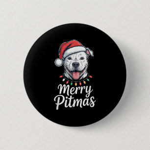 Chapa Redonda De 5 Cm Navidades de Perro de Feliz Navidad iluminan Santa
