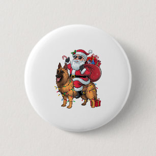 Chapa Redonda De 5 Cm Navidades de perro pastor alemán en Santa Riding
