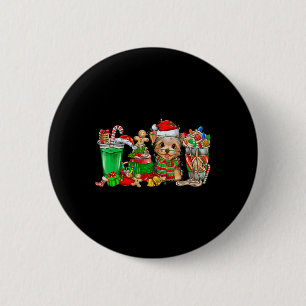 Chapa Redonda De 5 Cm Navidades de perro yorkie Pajamas Café Latte Mugs 