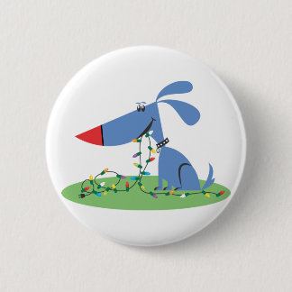 Chapa Redonda De 5 Cm Navidades de perros azules retro de los años 50