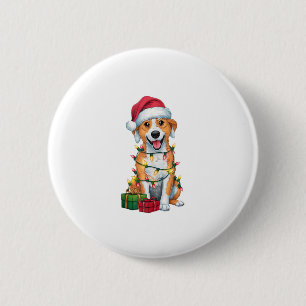 Chapa Redonda De 5 Cm Navidades de perros de Santa Hat Canaan