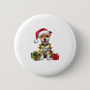 Chapa Redonda De 5 Cm Navidades de perros de Santa Hat Skye Terrier