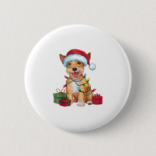 Chapa Redonda De 5 Cm Navidades de perros de Santa Hat Skye Terrier