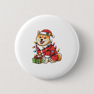 Chapa Redonda De 5 Cm Navidades de perros inu de Santa Shiba