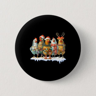 Chapa Redonda De 5 Cm Navidades de pollo divertidos iluminan la granja a