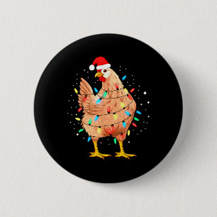 Chapa Redonda De 5 Cm Navidades de pollo iluminan granja animal Graciosa