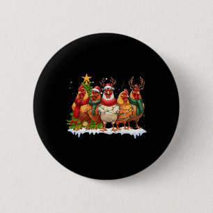Chapa Redonda De 5 Cm Navidades de pollo iluminan granjas animales Curas
