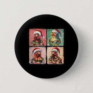 Chapa Redonda De 5 Cm Navidades de pollos retro-burro livianos y diverti