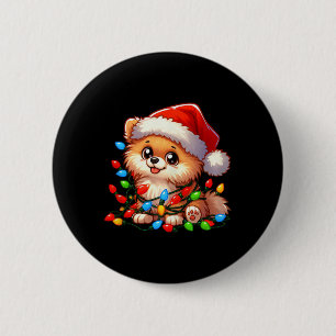 Chapa Redonda De 5 Cm Navidades de Pomerania iluminan Navidad divertida 