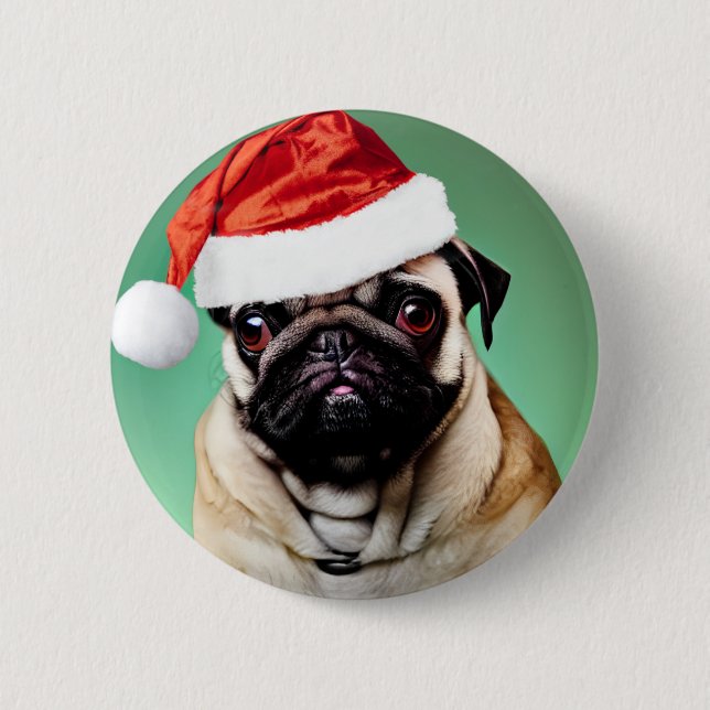 Chapa Redonda De 5 Cm Navidades de pug Dog (Anverso)