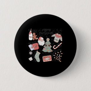 Chapa Redonda De 5 Cm Navidades de Retro Santa Claus Navidades feos de l