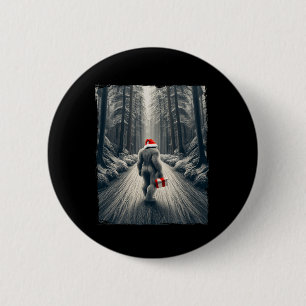 Chapa Redonda De 5 Cm Navidades de Santa Bigfoot Sasquatch Believe