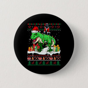 Chapa Redonda De 5 Cm Navidades de Santa Cane Corso Riding T-rex Sweater