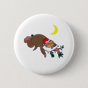 Chapa Redonda De 5 Cm navidades de santa claus sloth