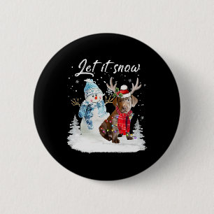 Chapa Redonda De 5 Cm Navidades de Santa Dog de Labrador Snowman Xma