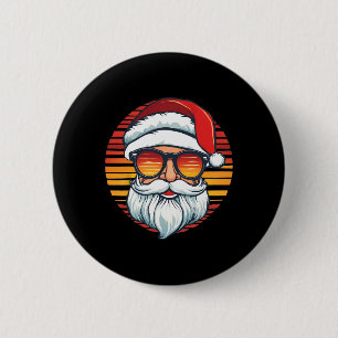 Chapa Redonda De 5 Cm Navidades de Santa Face Retro Sungles Noches Hombr