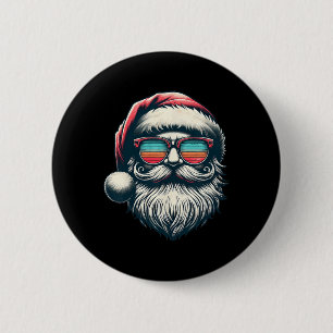 Chapa Redonda De 5 Cm Navidades de Santa Face Retro Sungles Noches Hombr