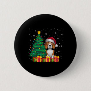 Chapa Redonda De 5 Cm Navidades de Santa Hat Beagle Luminosos Perro X