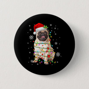 Chapa Redonda De 5 Cm Navidades de Santa Pug alumbran a hombres amantes 