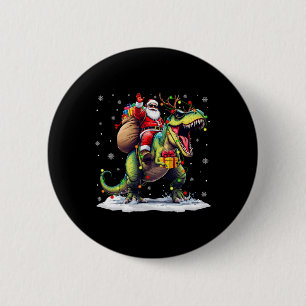 Chapa Redonda De 5 Cm Navidades de Santa Riding Dinosaur T Rex Hombres X