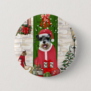 Chapa Redonda De 5 Cm Navidades de Schnauzer Dog